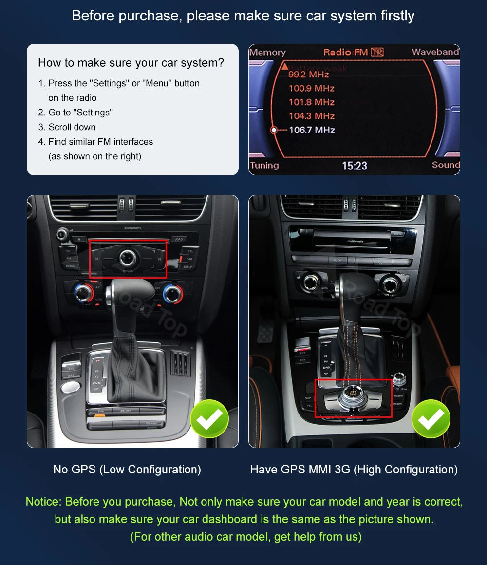 Road Top Touchscreen Display for Audi A5 S5 | CarPlay & Android Auto