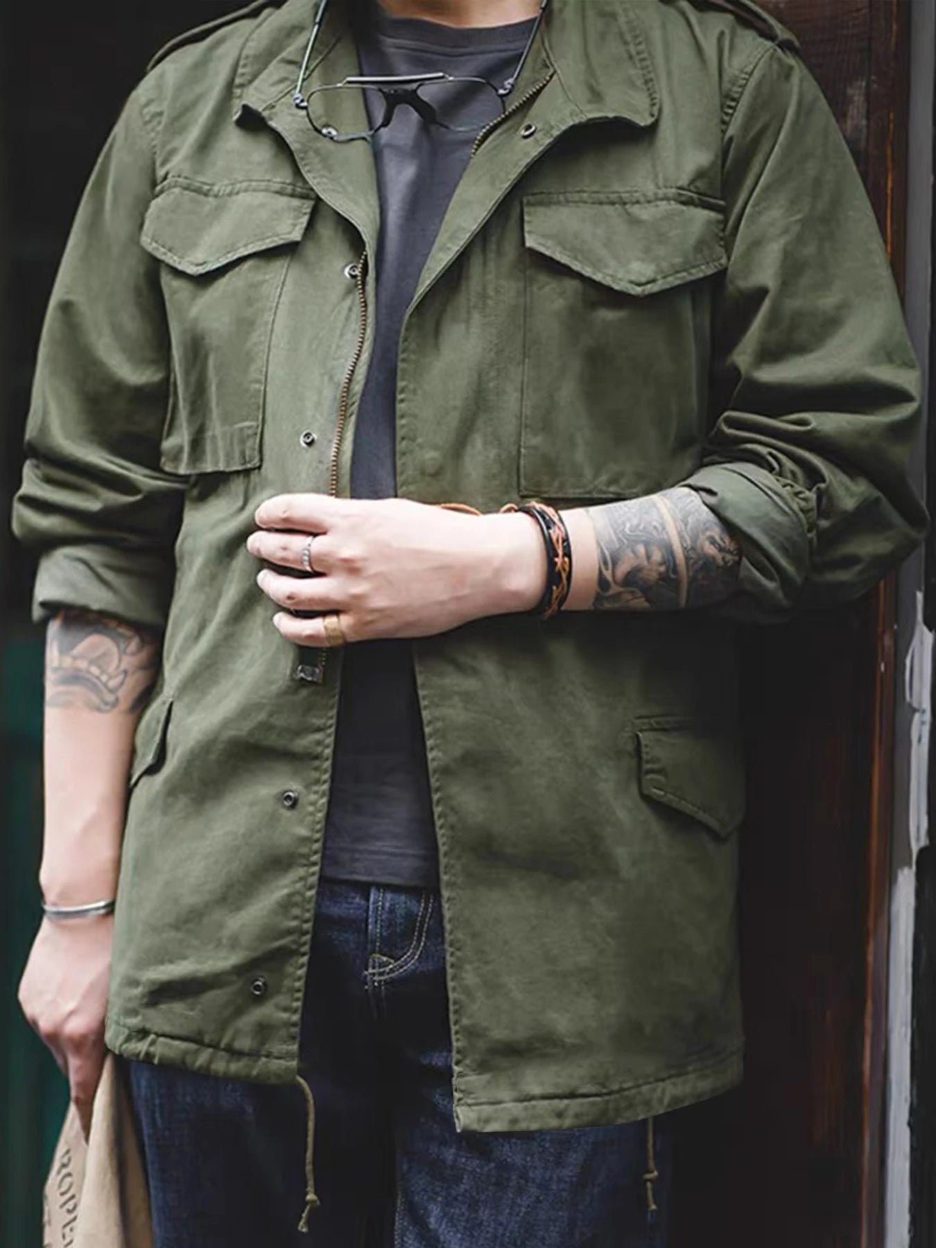 Men's Vintage Military Field Jacket – Cotton Zip Coat