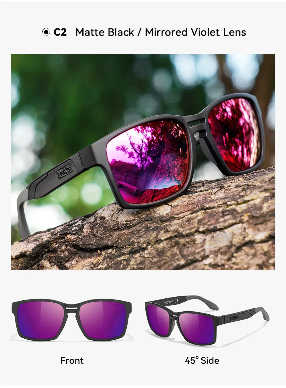 KDEAM New Polarized & Photochromic Sunglasses Unisex Size Square TR90 Sun Glasses For Fishing Golfing Driving Jogging
