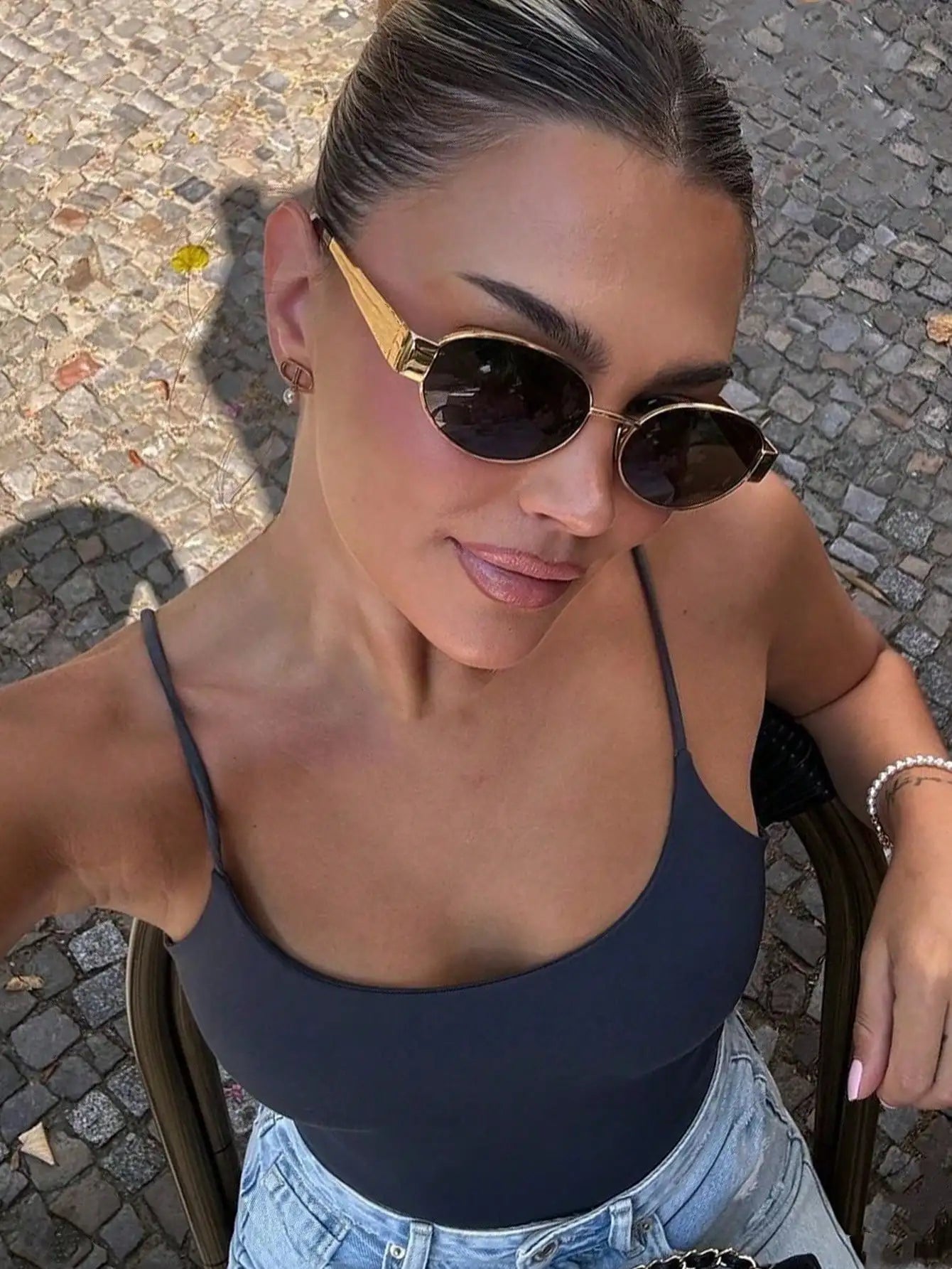 Oval Frame Women's Vintage Sunglasses | UV400 Metal