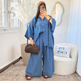 Casual Women's Pants Set Turn-down Collar Shirt Loose Bottom Female Plaid Printing Sets 2026 Summer Fashion Commute Lady Suit