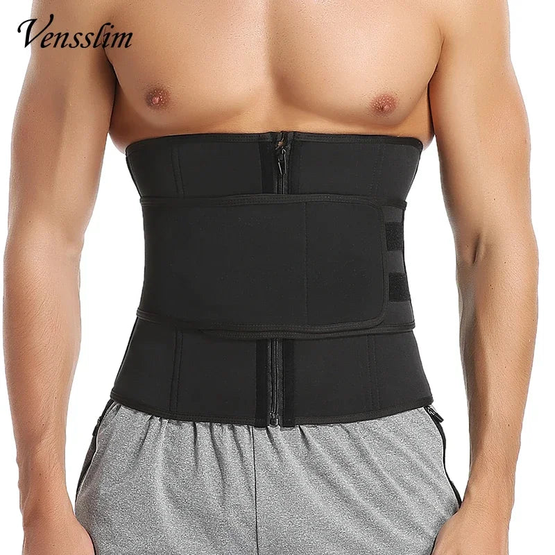 Vensslim Sauna Workout Waist Trainer Trimmer Men Weight Loss Neoprene Body Shaper Sweat Belly Belt with Adjustable Straps Corset