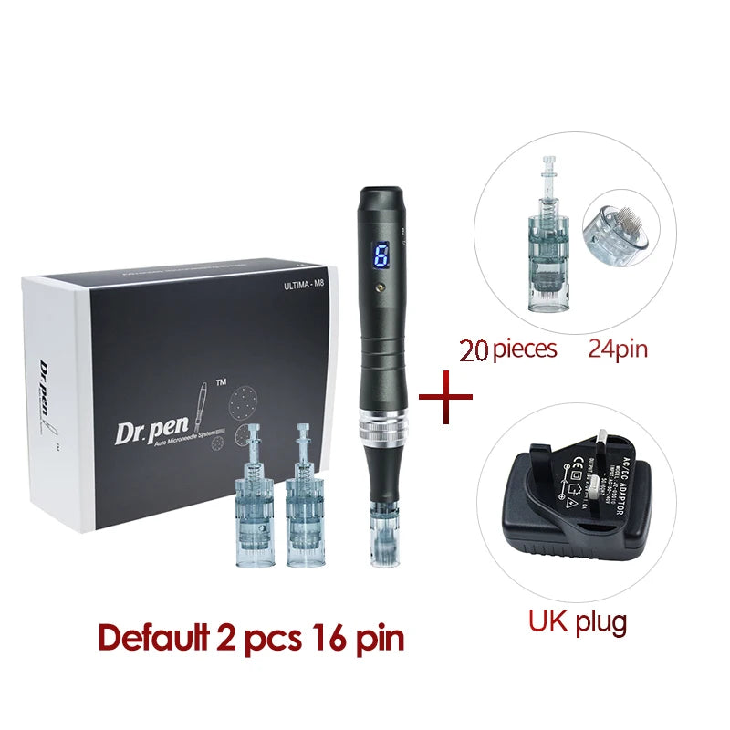 Dr pen Ultima M8 With 22 Cartridge Wireless MTS Derma Microneedle Pen Kit Professionals Use Beauty Machine Needle length 0.25 mm