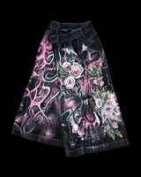 90s Vintage Flower Denim Shorts