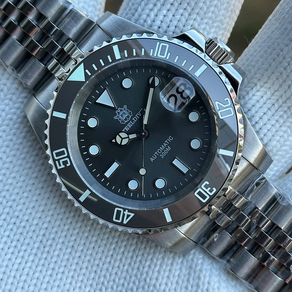 SD1953 Gray Dial Stainless Steel NH35 Watch Steeldive 40.5mm STEELDIVE Brand Sapphire Glass Men Diver Watches  hombre