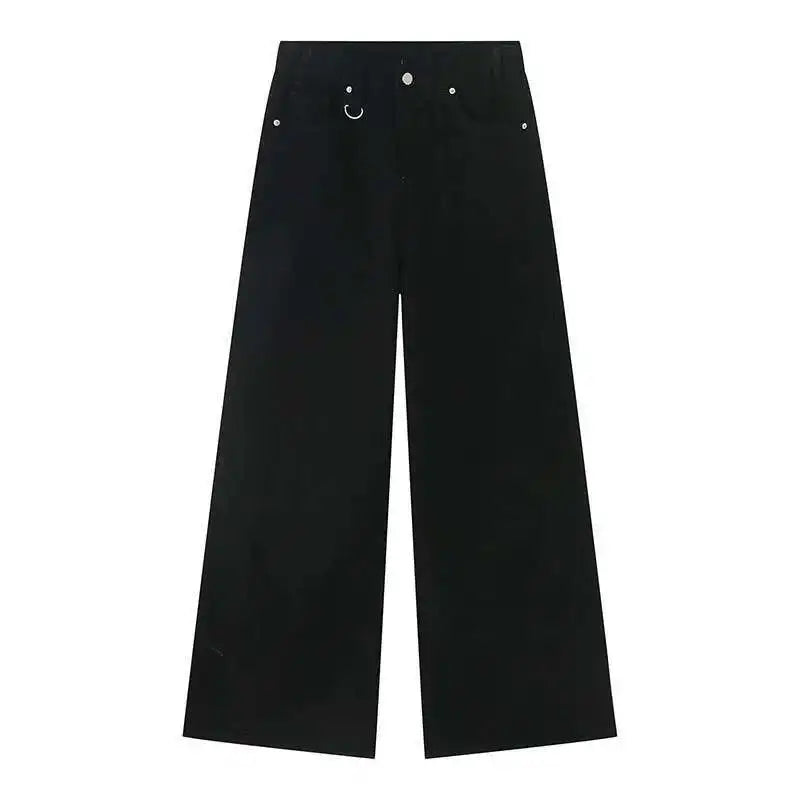 Retro Washed Wide-Leg Denim Trousers