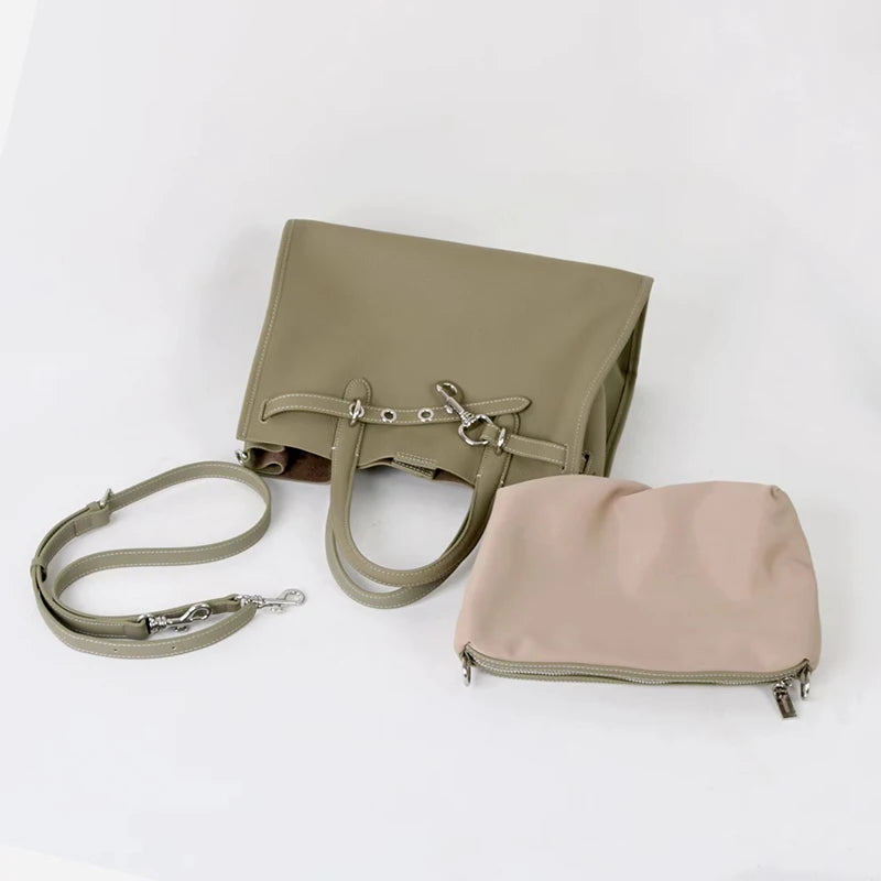 Luxury Brand Silver Buckle Women Bags Genuine Leather Handbags Women Shoulder Bags Cowhide Autumn Winter New Square Women Totes