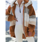 Hooded Plaid Spliced Winter Coat