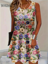 Women's Floral Sleeveless A-Line Mini Dress