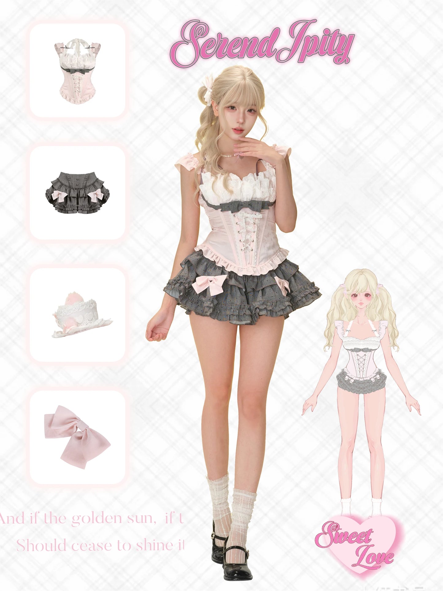 Japanese Pink Sweet Kawaii Lolita Elegant 2 Piece Sets Women Preppy Style Design Mini Skirt Suit Female Princess Chic Outfits