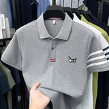 Men's Striped Polo Shirt – Embroidered Elegance