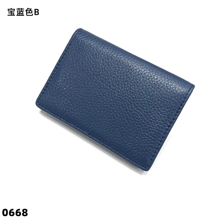 Dropshipping Custom Name Genuine Leather Men Women Business Card Holder Bifold Credit Card Case With ID Window