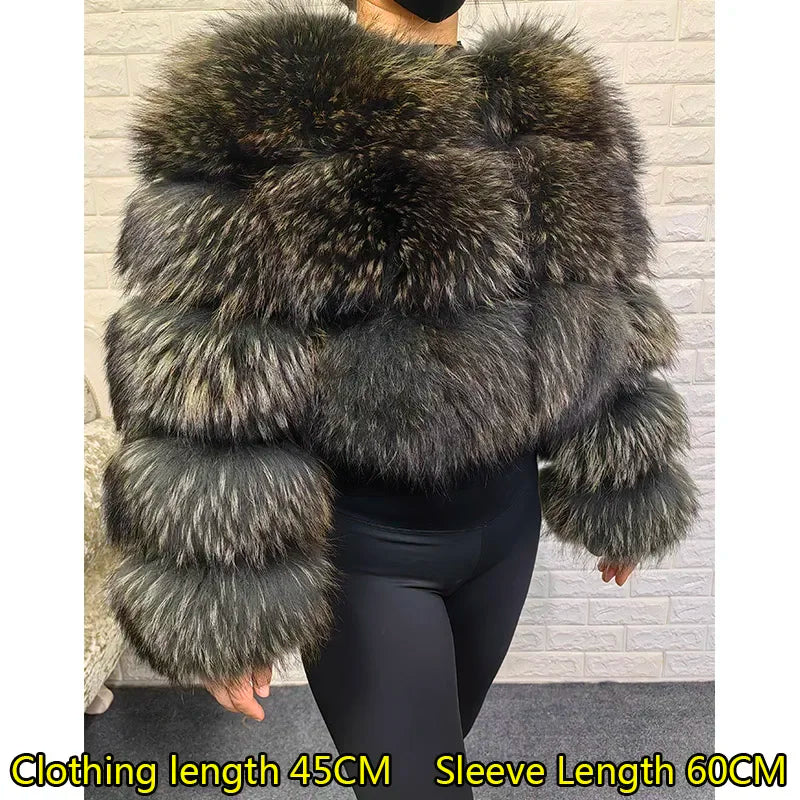 Luxury Women’s Real Raccoon & Fox Fur Jacket | Premium Winter Outerwear