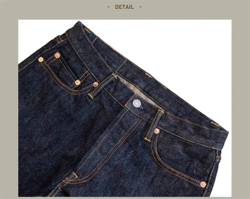 Red Tornado NOIR 21oz Selvedge Denim Straight Cut Jeans Indigo Rugged Style Men Pants