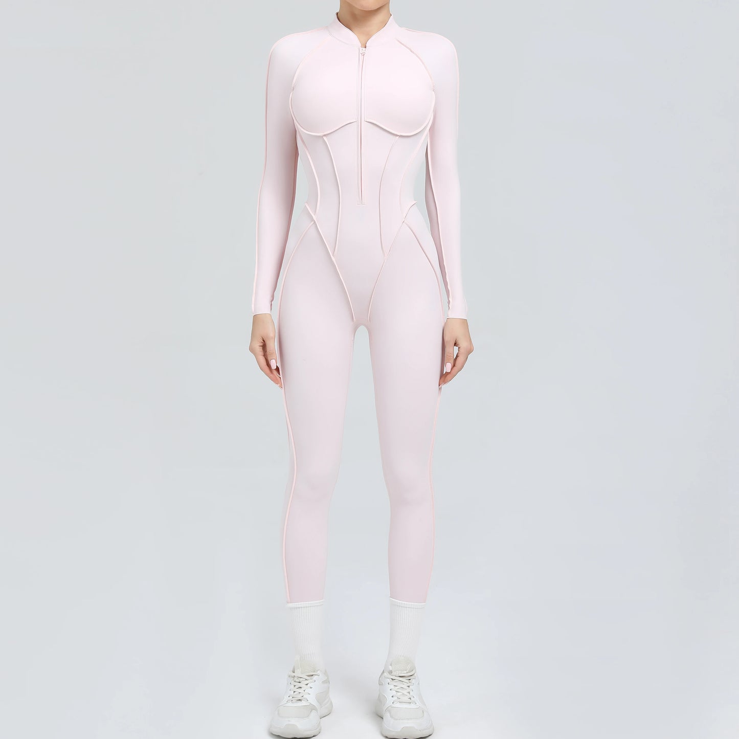 Long Sleeve Zip-Front Yoga Jumpsuit