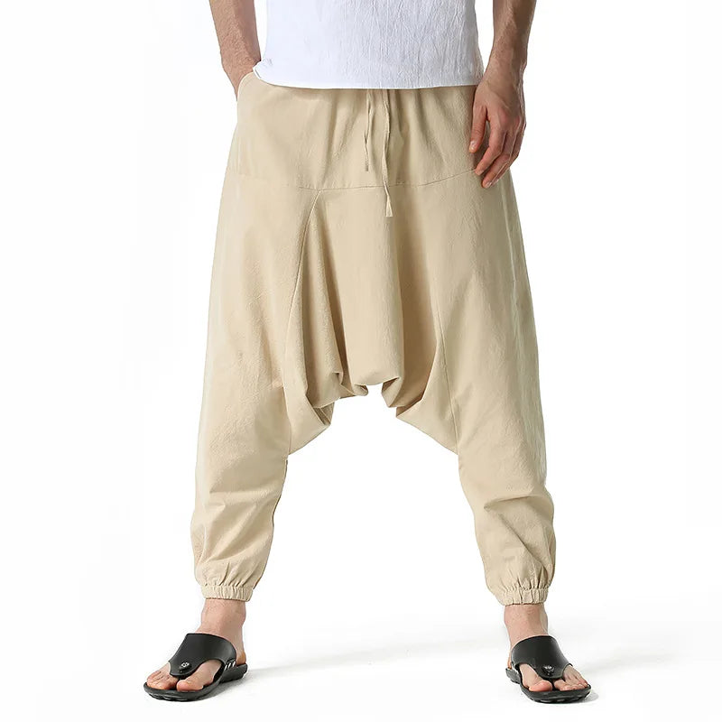 Men's Cotton Linen Loose-Fit Harem Pants