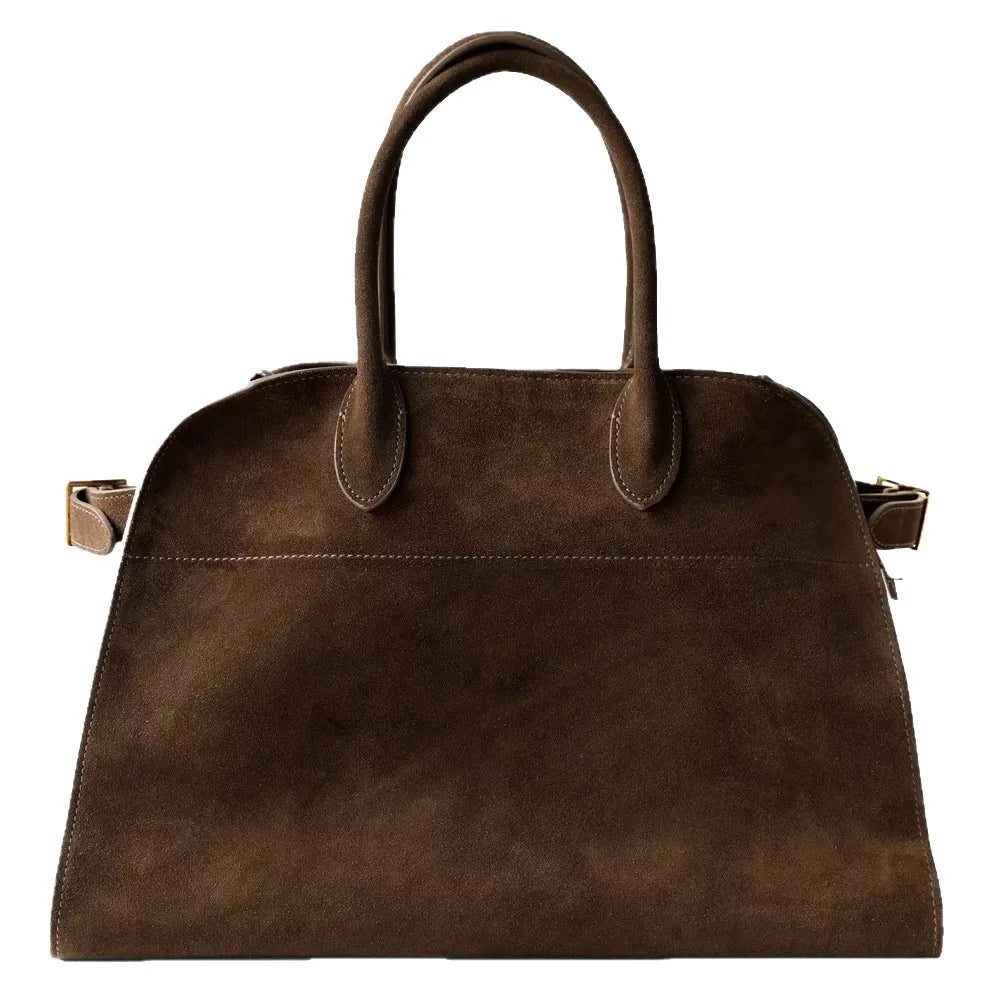 High Quality Autumn Winter New Matte Suede Tote Bag Large Capacity Commuter Casual Portable Shoulder Genuine Leather Women's Bag
