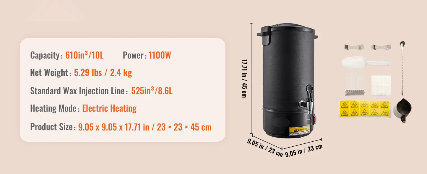 SucceBuy 6.5L 10L Wax Melter for Candle Making Large Electric Wax Melting Pot Easy Pour Spout 9-Level Temperature Control