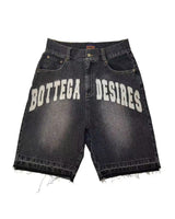 Harajuku Retro Letter Embroidery Denim Shorts