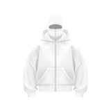 2025 Men's and Women's Balaclava Y2K Gothic Harajuku Winter Fashion Double Hooded Sportswear Men's Hooded Mask Zipper Sportswear