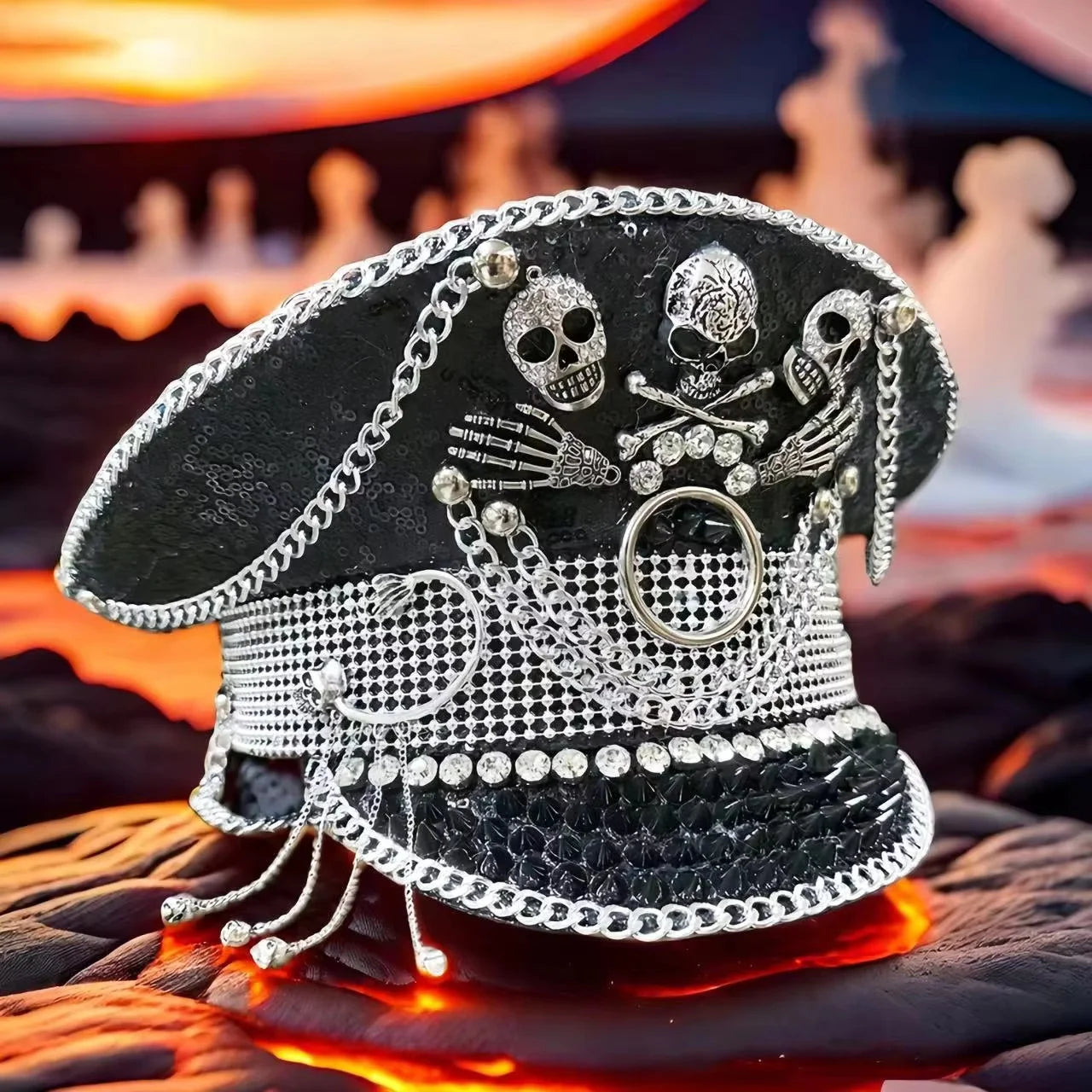 Rhinestone Captain Hat | Festival & Masquerade Cap