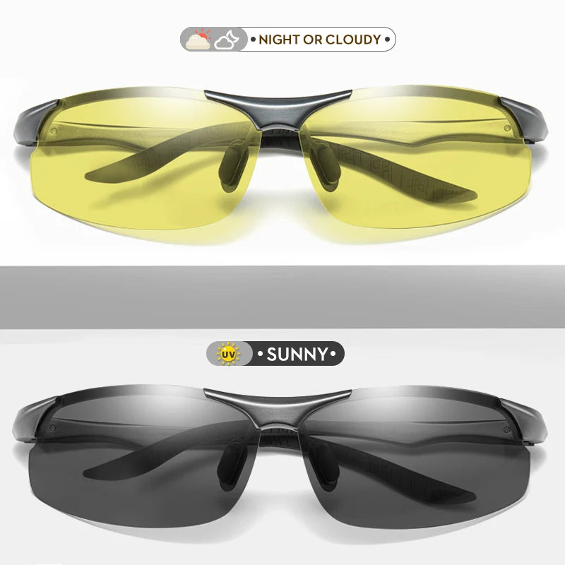 Aluminum Magnesium Photochromic Polarized Sunglasses Men Driving Glasses Day Night Vision Driver Goggles Oculos De Sol Masculino