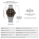 Watchdives WD007Q Titanium Dive Watch 42mm VH31 Sweep Quartz Men Watch Sapphire Crystal Helium Escape Valve 200M Waterproof Lumi