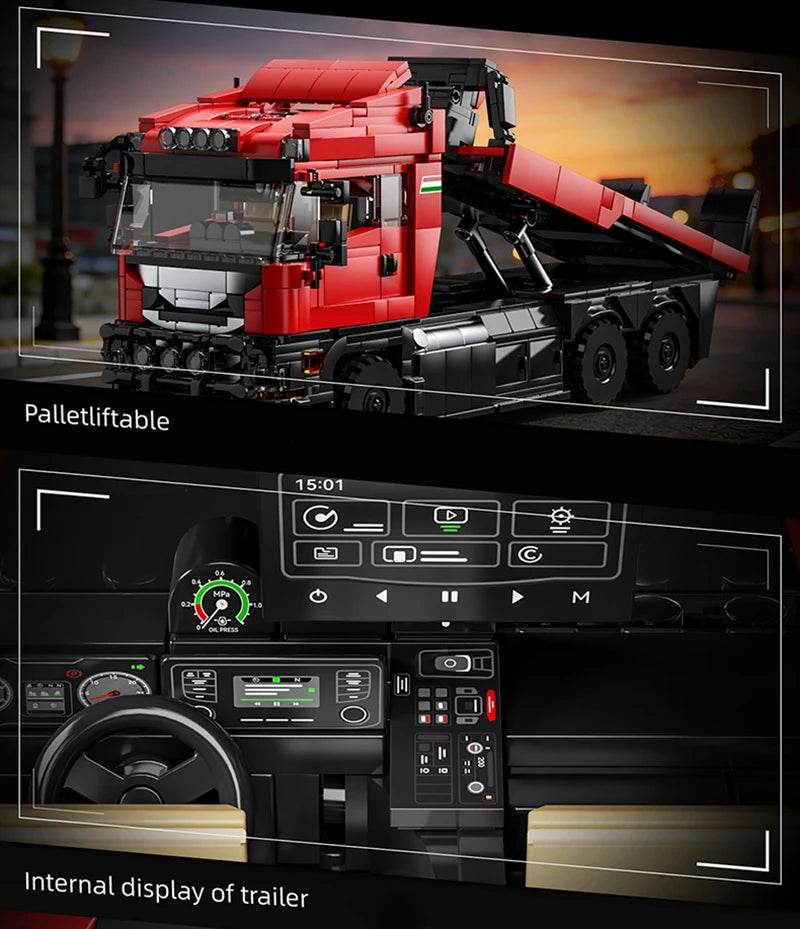 Technical Blocks Truck Sets Trailer Cars Transport Vehicle Creative MOC Building Toys Birthday Gifts Adult 1728Pcs Bricks Model