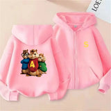 Kids’ Purple Cartoon Zip-Up Hoodie