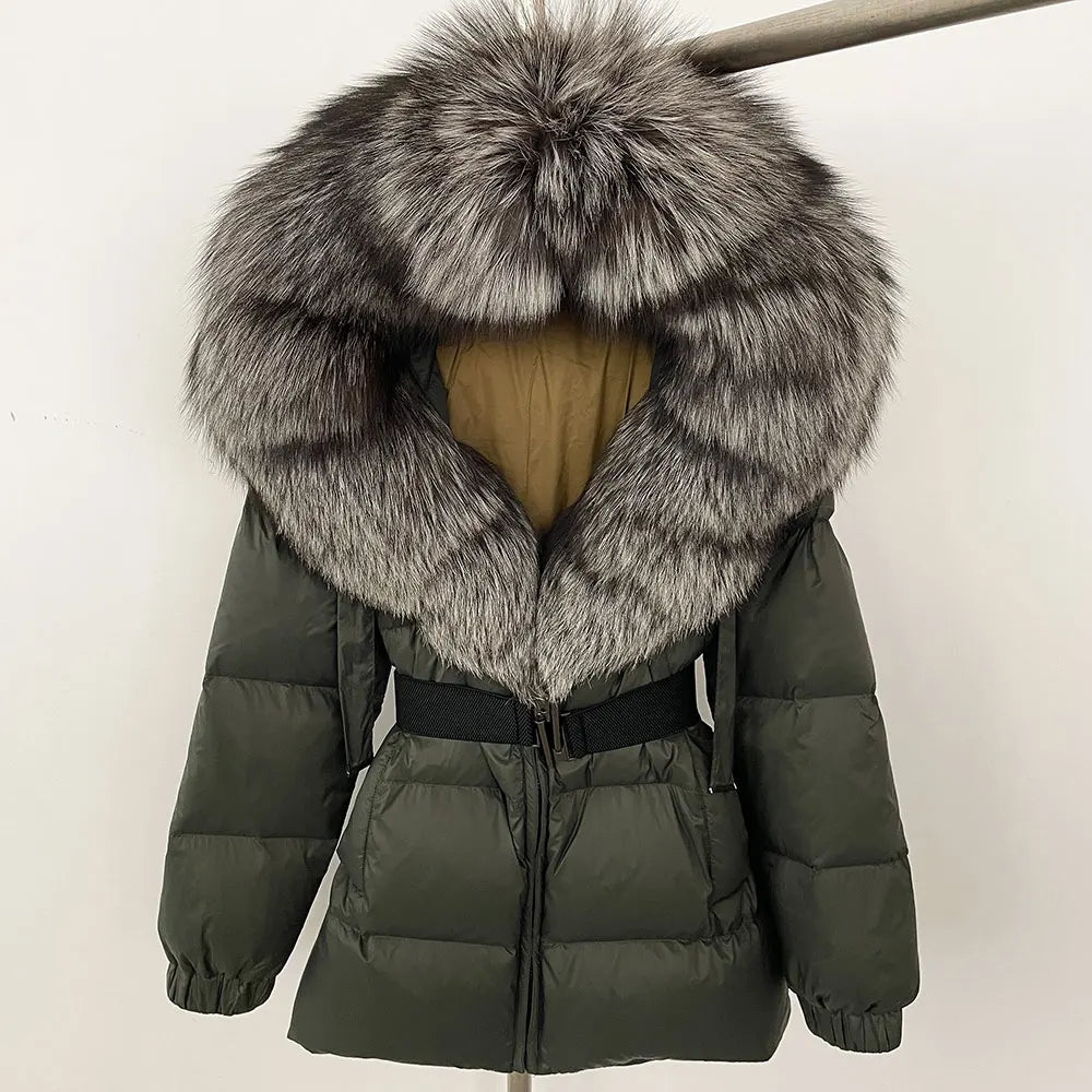 Real Fox Fur Hooded Duck Down Puffer