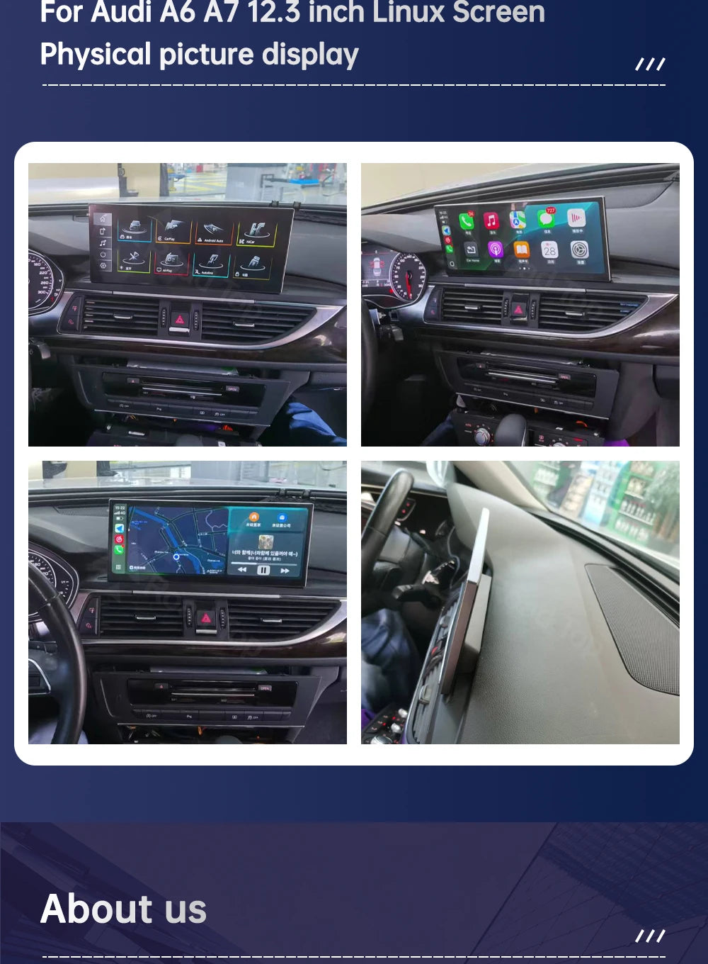 Road Top 12.3" CarPlay Screen for Audi A6 C6 A7 C7