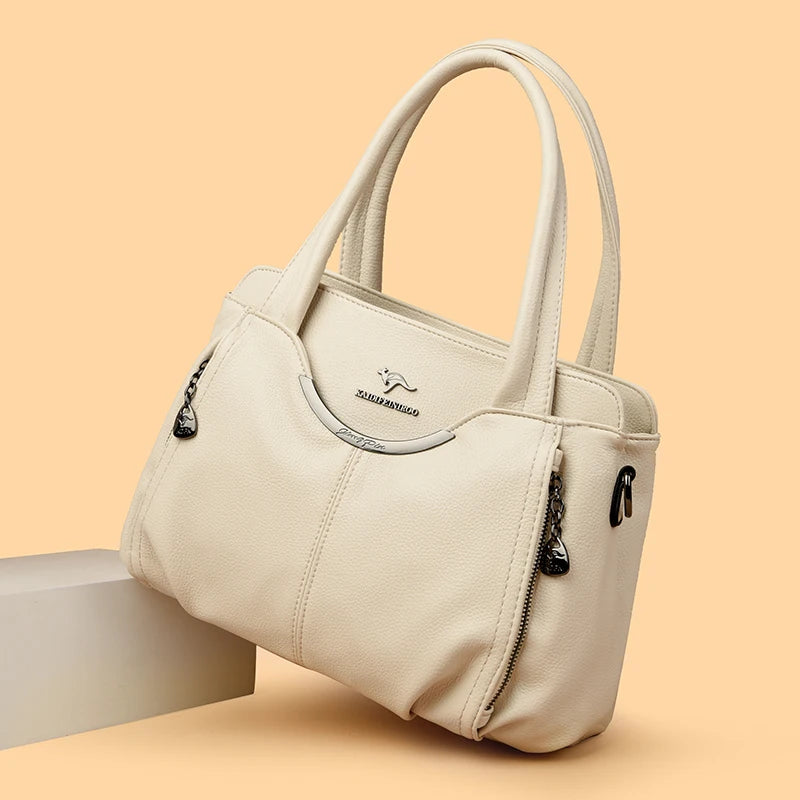 Genuine Soft Leather Handbags for Women Vintage Shoulder Tote Bag Luxury Designer Ladies Large Capacity Purse Bags Sac A Main