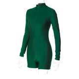 Long Sleeve Zip-Up Bodycon Romper