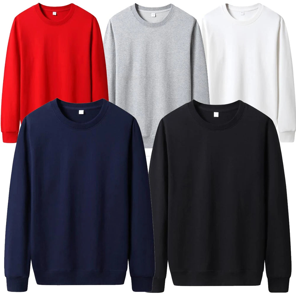 Men's Solid Crew Neck Pullover Sweatshirt