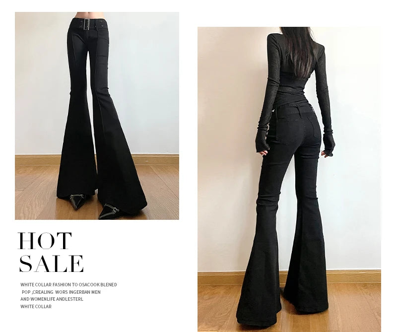Women's Black High-Waist Flare Jeans | Vintage Y2K Style