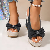 Women's Rivet-Detail Wedge Sandals — Buckle Strap Platform Beach Shoes