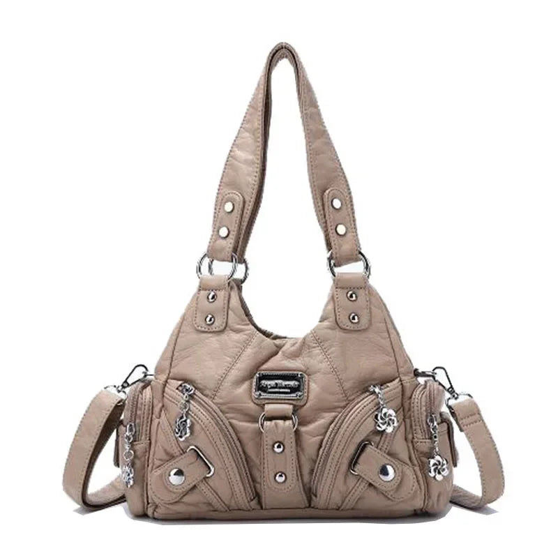 Angelkiss Women Handbags Rose Soft Tote Bag Small Top-handle Purse Fashion Satchel Multi-Pockets Shoulder Bag Hobos Phone Pack