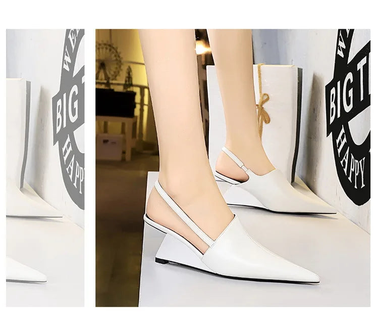 Designer Wedge Heel Sandals – Pointed Toe Women's Pumps