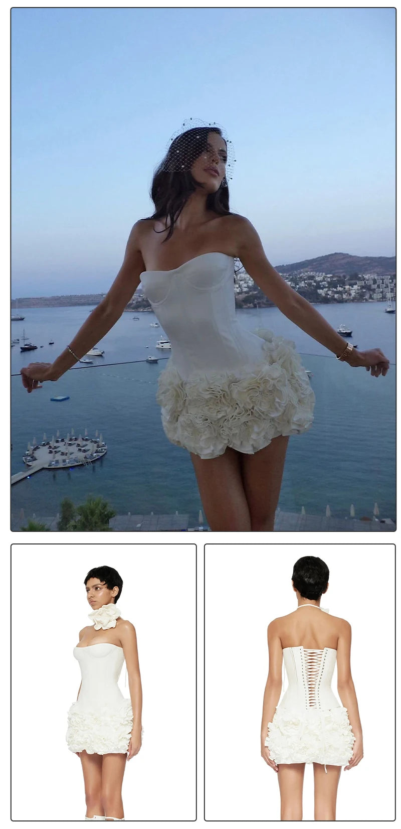 Structured Floral Mini Party Dress
