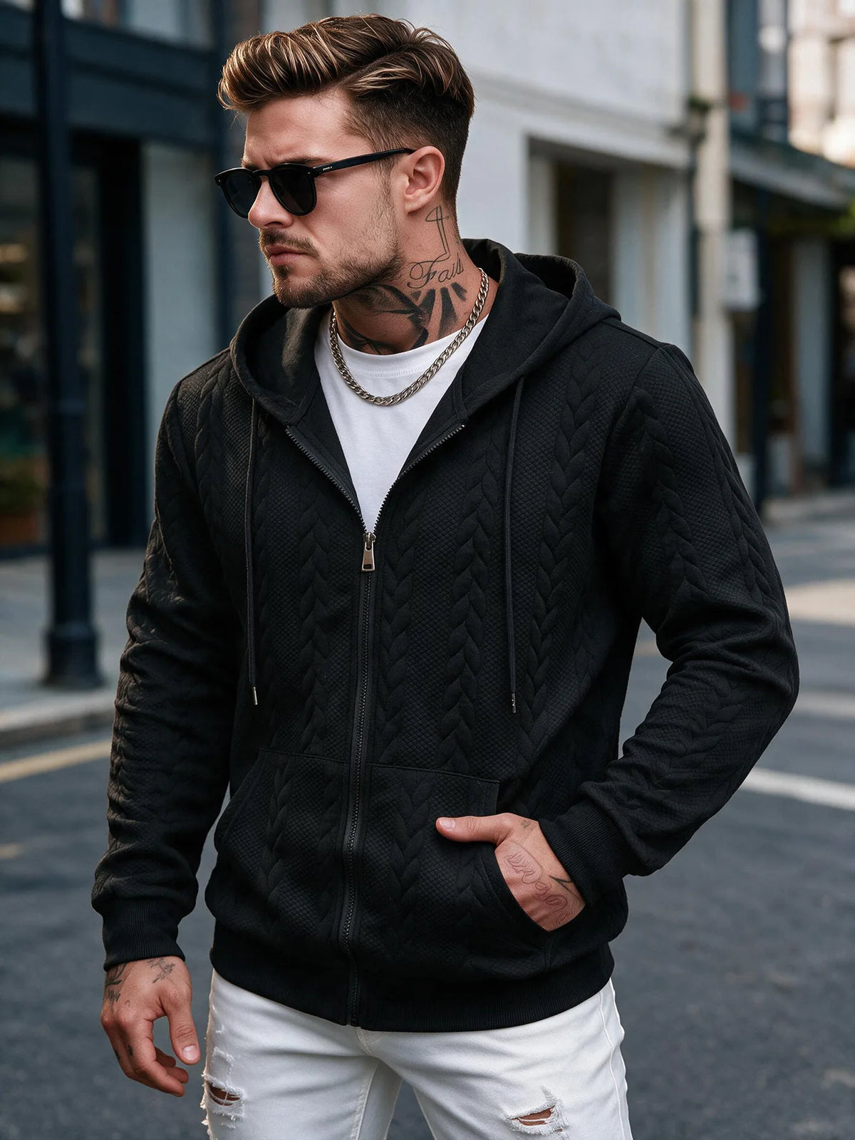 Men's Knit Zip-Up Hoodie