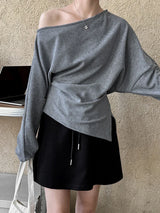 Women's Pleated Relaxed-Fit Sweatshirt