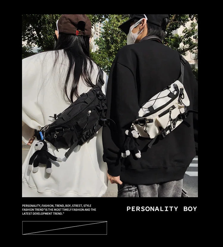 2024 Techwear Style Punk Hip Hop Single Shoulder Crossbody Bag Men Women Street Vintage Chest Bag Casual Sport Fanny Pack