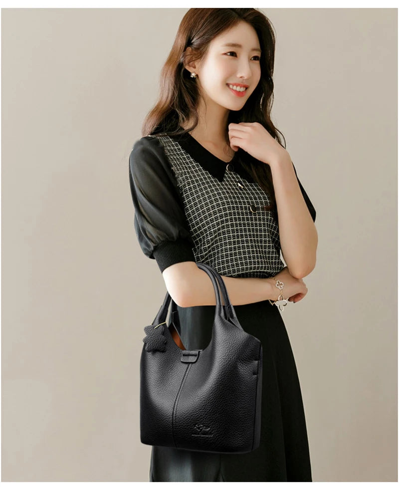 Brand High Quality Soft Leather Large Capacity Top-handle Bags Female Handbags Women Shoulder Crossbody Totes Messanger Bag Sac
