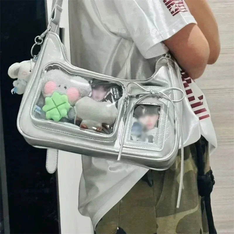 Y2K Transparent Ita Shoulder Bag – Harajuku Crossbody Purse