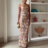 Boho Sequin Floral Maxi Dress – Slim Fit Empire Waist Summer Party Gown