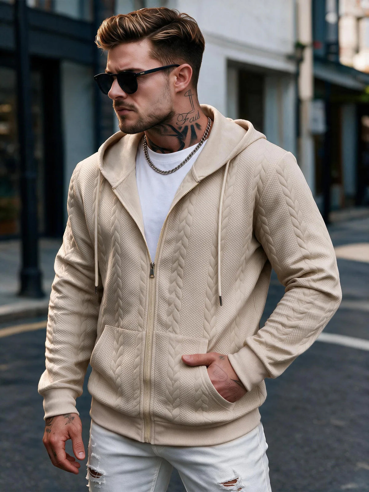 Men's Knit Zip-Up Hoodie