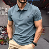 Men's 100% Cotton Polo Shirt — Embroidered Short Sleeve Golf Top