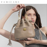 2025 New Women Bag Female Luxury Fashion Shoulder Bags Lady Soft 100% Cowhide Genuine Leather Niche Design Tote Bucket Handbag