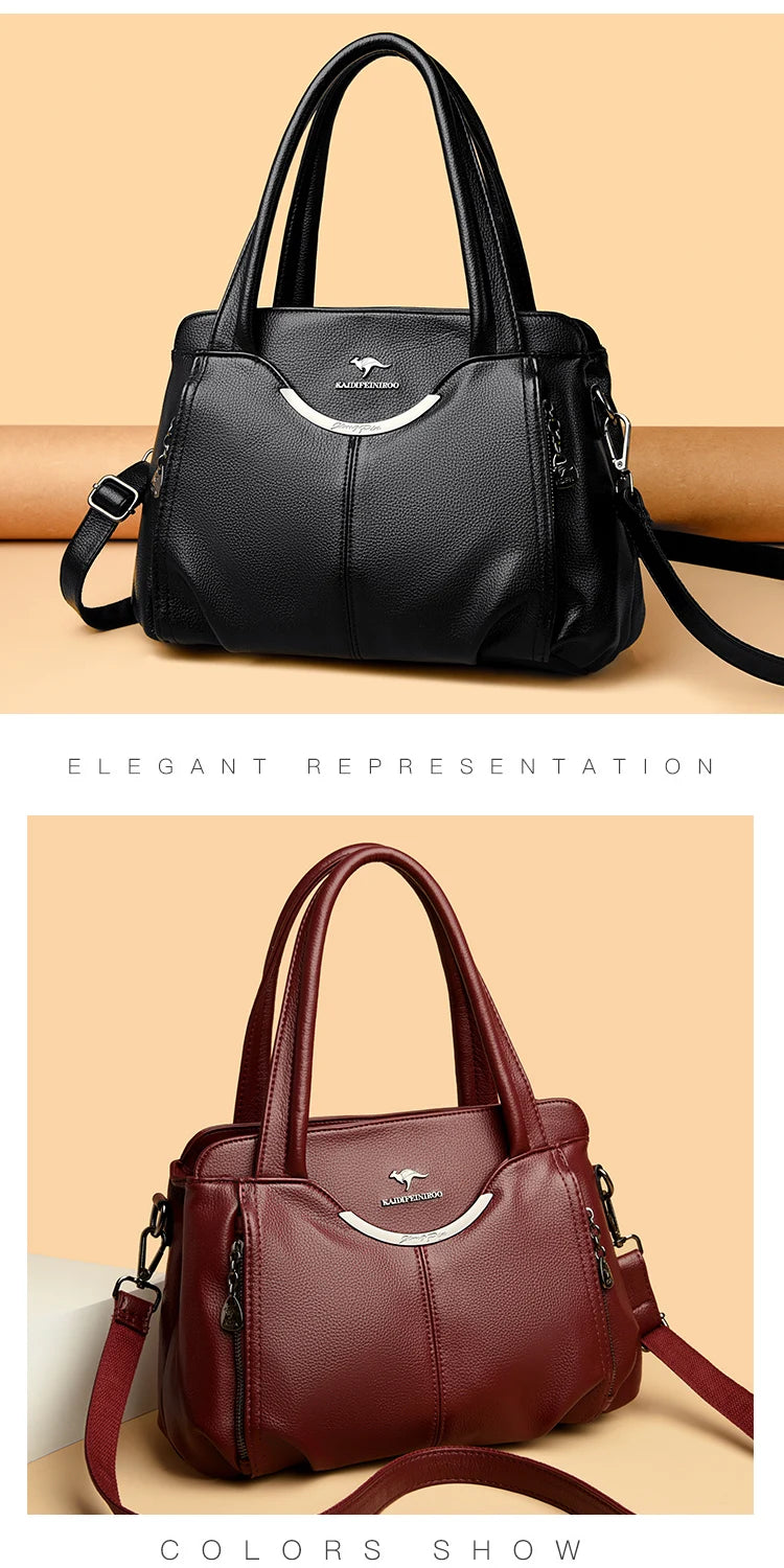 Genuine Soft Leather Handbags for Women Vintage Shoulder Tote Bag Luxury Designer Ladies Large Capacity Purse Bags Sac A Main