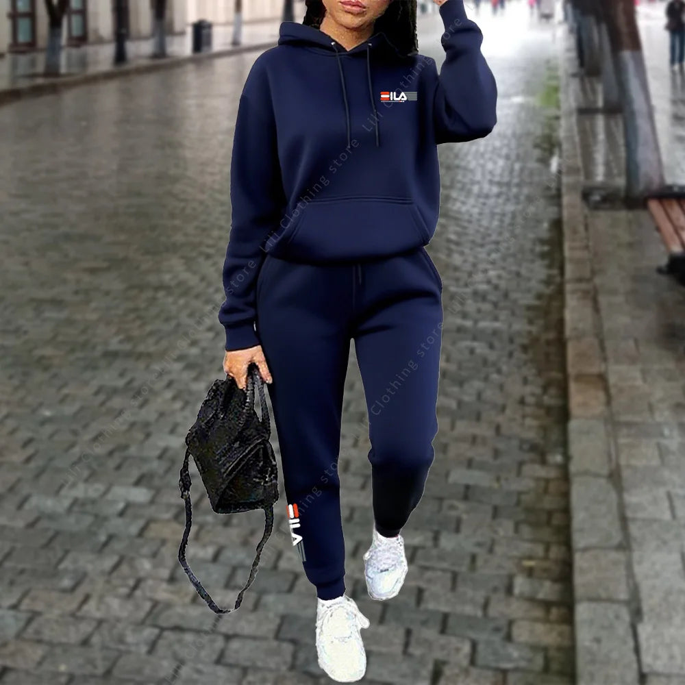 Women's Tracksuit Hoodies Trousers 2PCS Suit Winter Sports Jogging Outfits Fashion Street Designer Clothes for Women Pants Set